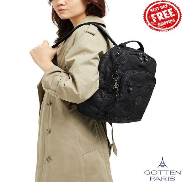 Kipling Seoul Medium Nylon Tablet Zippered Backpack Signature Emb Women's Bag - Picture 9 of 9